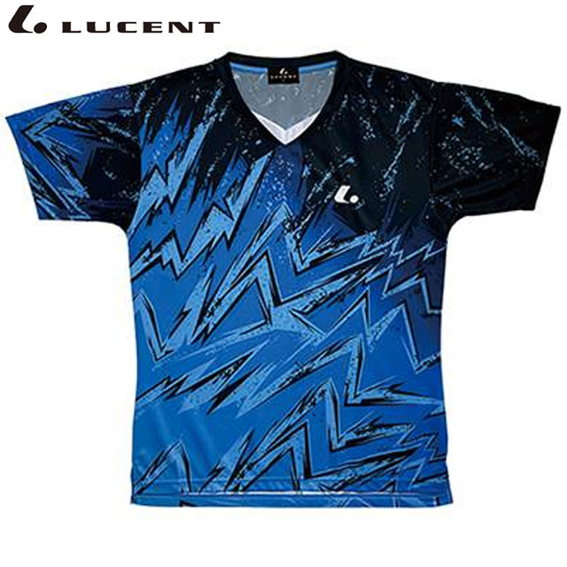ネコポス LUCENT ルーセント シャツ Uni ゲームシャツ 襟なし ブルー 半袖 ショートスリーブ トップス ウエア アパレル 服 吸汗速乾 メンズ レディース ユニセックス テニス XLH3447