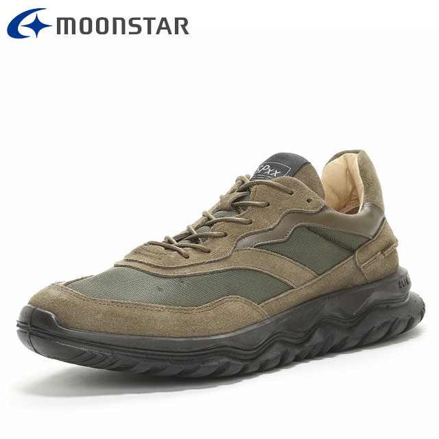 ムーンスター スニーカー メンズ レディース SPxx SX 78C01 カーキ MOONSTAR 42200243 レザーコンフォートシューズ 快適な履き心地 レザーとメッシュを組み合わせたレトロな雰囲気のデザイン カジュアルシューズ スポーツシューズ