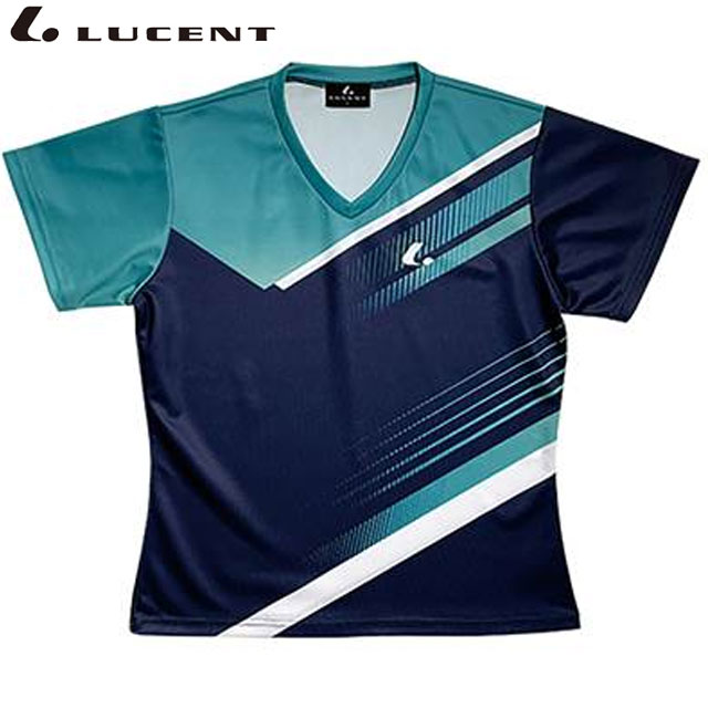 ネコポス ルーセント LUCENT Tシャツ Ladies ゲームシャツ 襟なし ターコイズ 半袖 ショートスリーブ トップス ウエア アパレル 服 吸汗速乾 レディース テニス XLH2577
