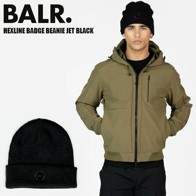 ☆ボーラー BALR. ニットキャップ 帽子 ニット帽 ビーニー ロゴバッチ HEXLINE BADGE BEANIE JET BLACK ファッション ブラック B6120.1009 0002 送料無料 メンズ レディース 男女兼用 プレゼント 贈り物 ギフト