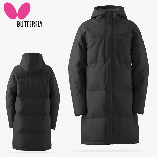 バタフライ スポーツウエア メンズ レディース BTY・ロングコート Butterfly 46780 長袖 アウター 膝周りまで温かく包み込む 保温性に優れる素材 表生地にはっ水加工 寒い日の屋外移動や試合前の待機にお勧め 卓球 デイリー レジャー アウトドア キャンプ カジュアル｜ＩＭＯＴＯ　ＳＰＯＲＴＳ