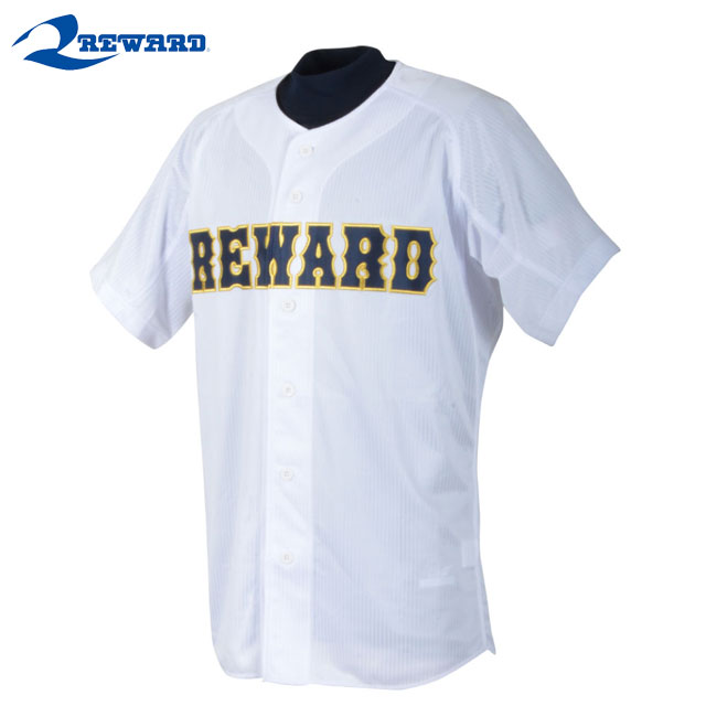ネコポス レワード 野球ユニフォームウエア フロントオープンメッシュシャツ HS60 REWARD Yシェイプカットで腕の動きがよりスムーズ 【ブライトストライプ】