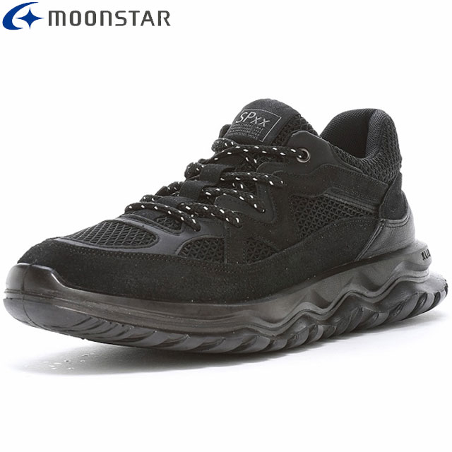 ムーンスター MOONSTAR スニーカー メンズ レディース ユニセックス SPXX SX 78C07PL ブラック スポーツシューズ レザーコンフォートシューズ レザーとメッシュを組み合わせたスポーティデザイン 吸湿速乾性 反発弾性 衝撃吸収性 弾力性 防滑性 軽量 2E シューズ 靴 42278076｜ＩＭＯＴＯ　ＳＰＯＲＴＳ