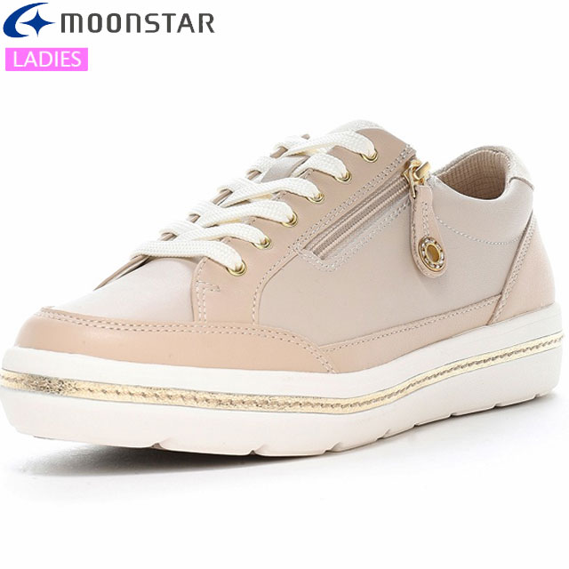 ムーンスター MOONSTAR コンフォートシューズ レディース SPORTH SP0711 グレージュ ムーンスター スポルス ソフトな履き心地 ラインストーン シンプル エレガント スタイリッシュ 軽量 衝撃吸収 しなやか 弾み グリップ性 撥水加工 3E 靴 スニーカー 42307117