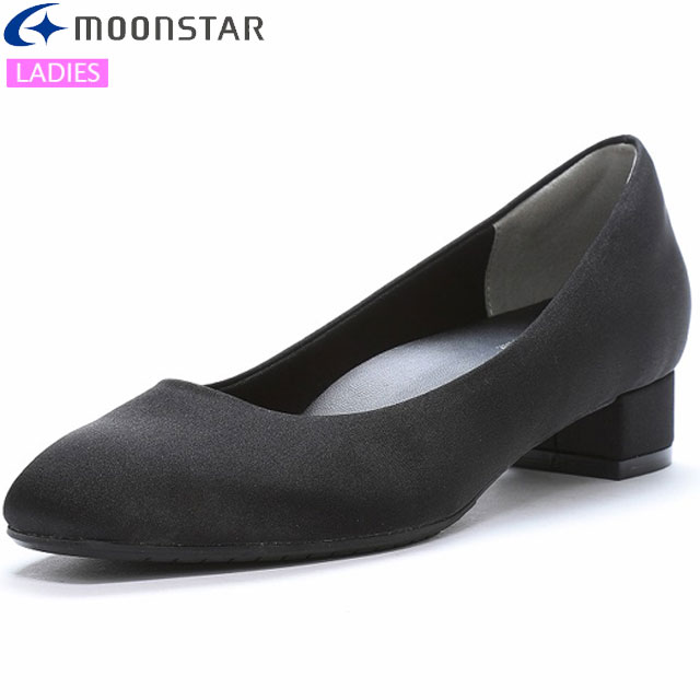 ☆ ムーンスター MOONSTAR パンプス レディース SUGATA MS SGT606 Ｆブラック ラクに歩けて うつくしい 柔らかな履き心地 安定性 綺麗なフォルム セレモニーで履く機会の多い布素材のブラックカラー 静音リフト 抗菌防臭 耐久性 軽量 3E 靴 48900511