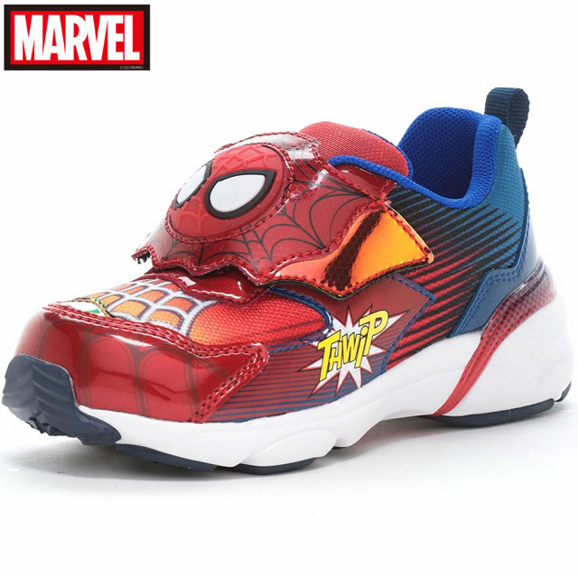 ムーンスター MOONSTAR キッズLEDシューズ ジュニア キッズ MARVEL MV 027LE レッド 一本バンドのジョグタイプ スパイダーマン アメリカンコミックのヒーローたち 安全性 抗菌防臭 2E シューズ 靴 用品 用具 12240012