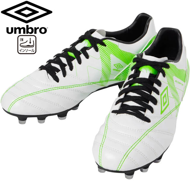 アンブロ サッカー スパイク メンズ アクセレイター +GAINA HG UF5FCSB2M ホワイト×グリーン 人工芝 天然芝 ハードグランド 靴 スパイクシューズ フットボール 部活 UMBRO ACCERATOR ガイナ