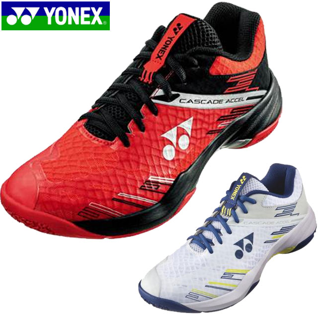 ヨネックス YONEX バドミントンシューズ 靴 スニーカー パワークッションカスケードアクセル 100 ホワイト/ネイビー 3E 軽量衝撃吸 柔軟性 フィット性 通気性 サポート性 グリップ性 メンズ レディース ユニセックス 用品 バドミントン SHBCA1｜ＩＭＯＴＯ　ＳＰＯＲＴＳ