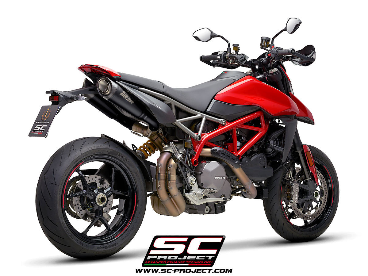 【正規輸入代理店】 SC-PROJECT - S1 ツイン スリップオンサイレンサー & フルチタンリンクパイプ "ブラックエディション" (ユーロ5対応 / 消音バッフル付属) HYPERMOTARD サイレンサー｜iMotorcycle Japan 店