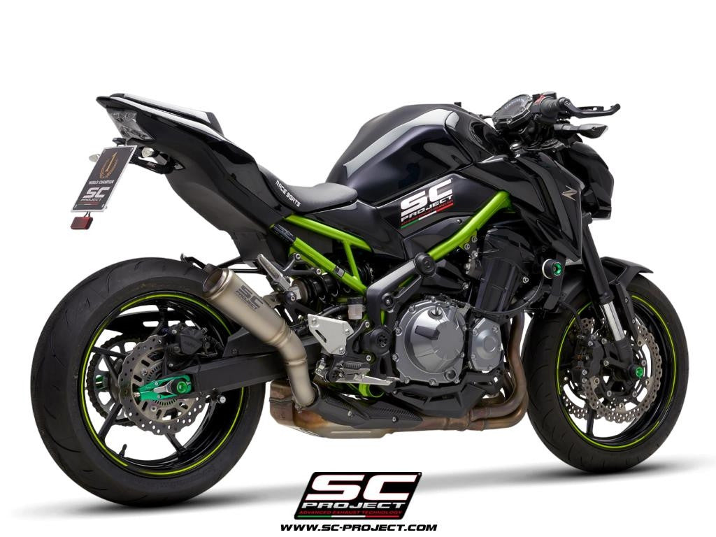 【正規輸入代理店】 SC-PROJECT - S1-GP スリップオンサイレンサー & フルチタンリンクパイプ (ユーロ4対応 / 消音バッフル付属 / 純正キャタライザー対応) Z900 '17-19 サイレンサー