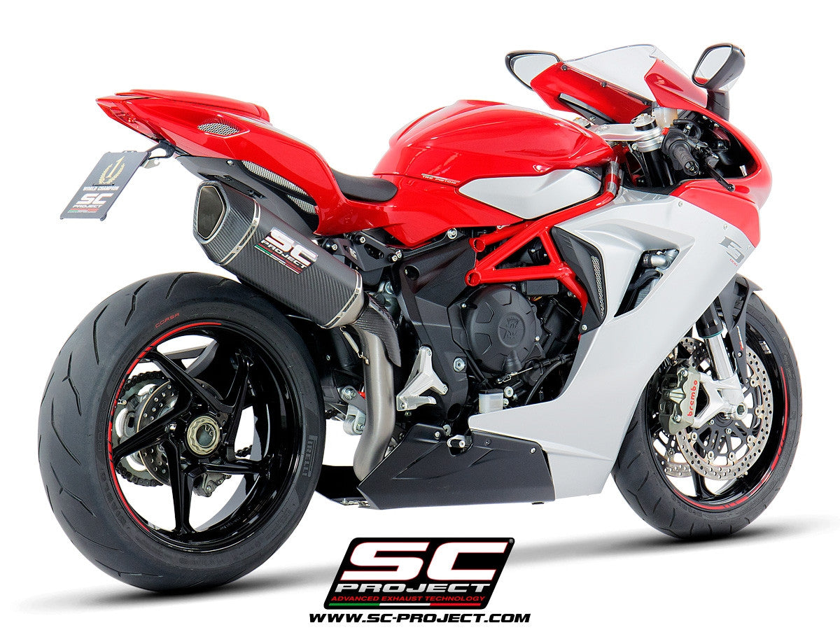 【正規輸入代理店】 SC-PROJECT - SC1-R スリップオンサイレンサー “ハイポジション” (消音バッフル付き) & フルチタンリンクパイプ F3 675 '11-16 / 800 '13-16 サイレンサー|iMotorcycle Japan 店