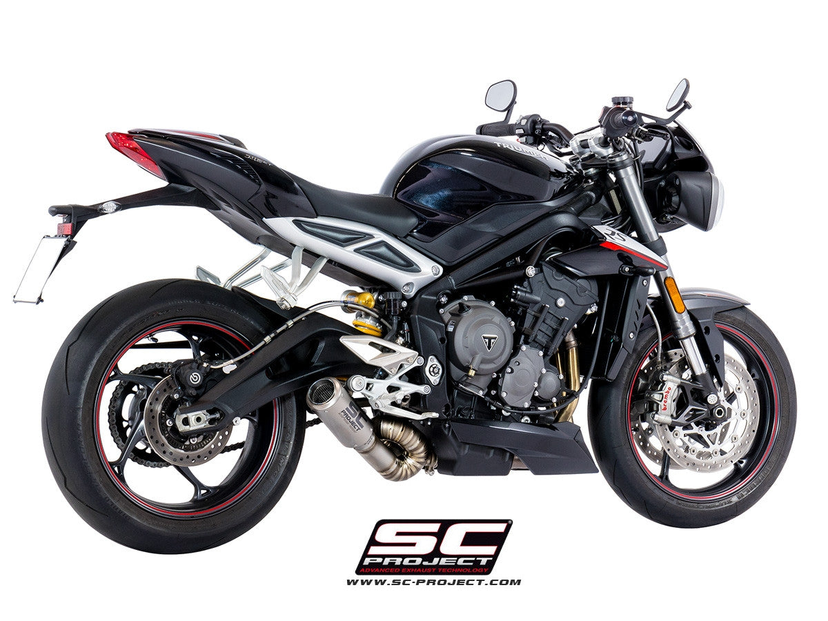 【正規輸入代理店】 SC-PROJECT - CR-T スリップオンサイレンサー & ″S″ 字フルチタンリンクパイプ STREET TRIPLE 765 S / R / RS '17-19 SCプロジェクト トライアンフ サイレンサー|iMotorcycle Japan 店