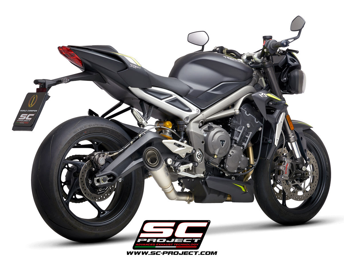 【国内在庫】 SC-PROJECT - S1 スリップオンサイレンサー & フルチタンリンクパイプ (消音バッフル付属) STREET TRIPLE 765 S / R / RS '20-22 SCプロジェクト トライアンフ サイレンサー