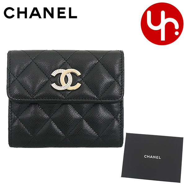 人気♡可愛い【CHANEL】 三つ折りウォレット ブラック 楽天市場】シャネル 三つ折り財布 スモールウォレット