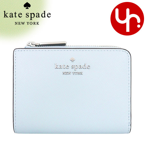 極美品 ほぼ未使用 ケイトスペードニューヨーク 二つ折り財布 ブルー ✨極美品✨ kate spade NEW YORK 二つ折り財布 水色×ホワイト