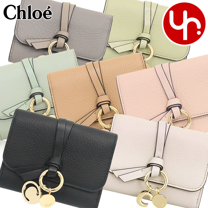 【極美品】【新型チャーム】Chloe クロエ　アルファベット　三つ折り財布 極美品✨Chloe クロエ 三つ折り財布 アルファベット Yチャーム