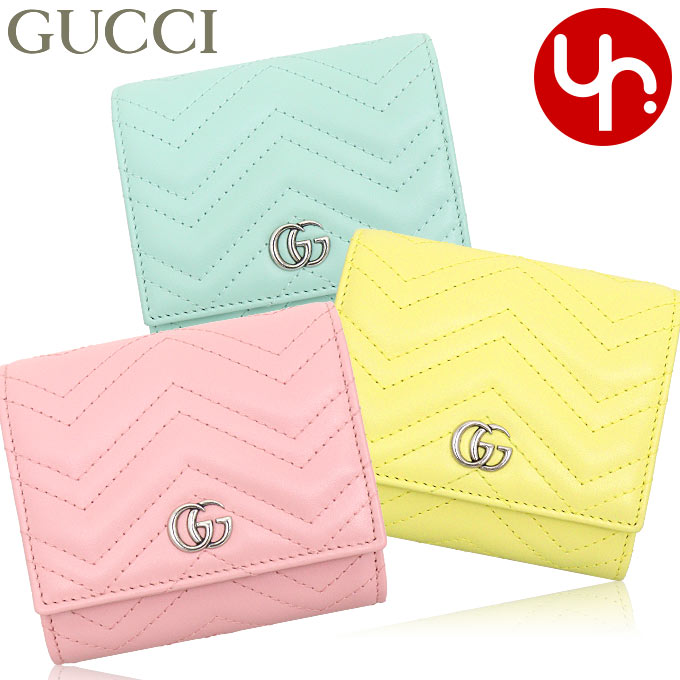 現行型 GUCCI グッチ 三つ折り財布 GG マーモント レザー ピンク GGマーモント レザー三つ折りミニ財布 ピンク ユーズド|グッチ