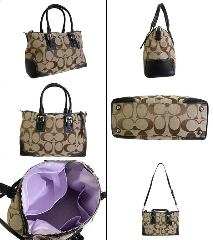 Import Collection And Writing Coach Reviews Bags Coach Handbags Handbag F15670 Khaki Black Hamptons Signature Satchel Outlet Products
