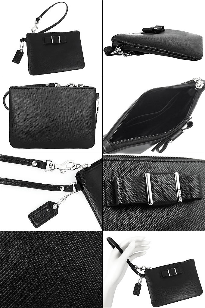 import-collection: Coach COACH ★ accessory (pouch) F51672 black Dulce saffiano leather Ribbon ...