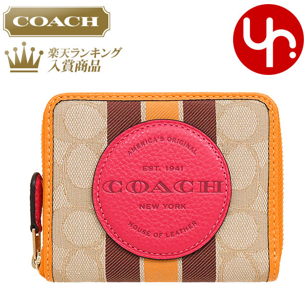 現金特価 30時間限定ポイント10倍 コーチ Coach 財布 二つ折り財布 F02637 2637 ライトカーキ エレクトリックピンク 特別 シグネチャー ジャガード ストライプ Coach ロゴ パッチ デンプシー スモール ジップ アラウンド アウトレットレディース 2021ss タイムセール