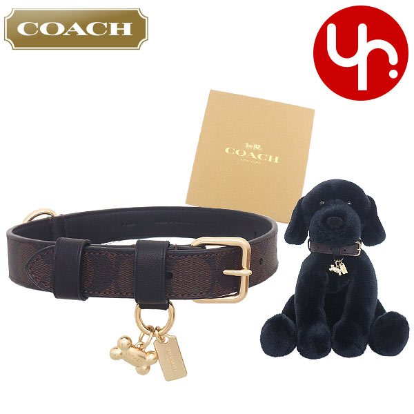 【犬用品】コーチ COACH 黒 レザー首輪M 美品　中型犬　チャーム付♪ コーチ COACH コーチ 犬の首輪 COACH アウトレット シグネチャー