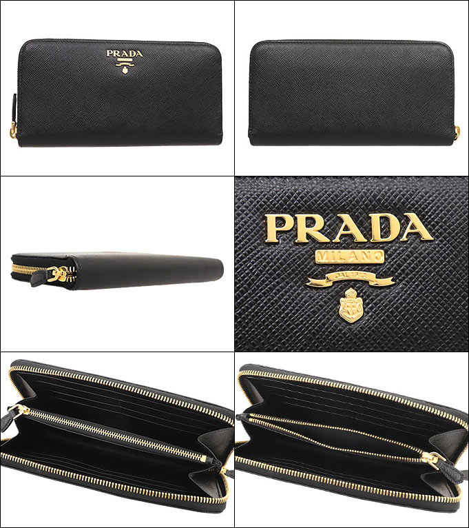 プラダ PRADA 財布 レタリング ロゴ ラウンド ジップ サフィアーノ
