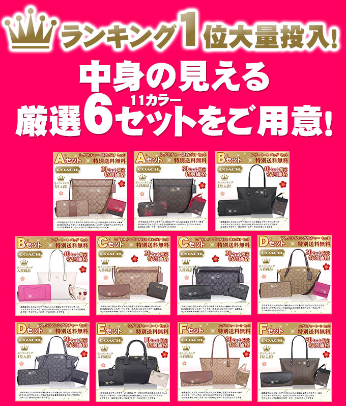 coach/コーチ中身が見える福袋2019 バッグ&財布&小物(パスケース等)の豪華3点セットが福袋価格で超大特価!数量限定で送料無料