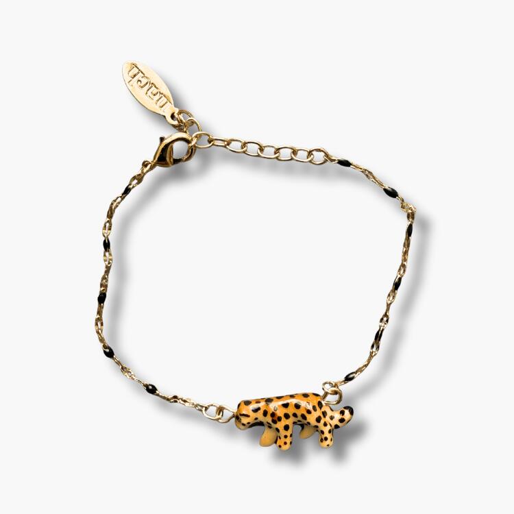 【NACH ナッシュ】Walking Leopard Black Beads ブレスレット　動物モチーフ　アクセサリー