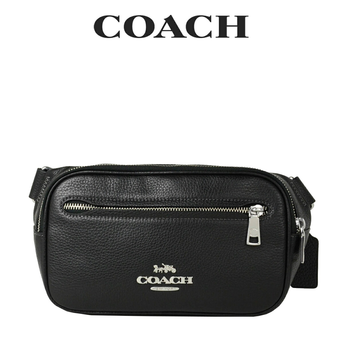コーチ COACH アウトレット 就職祝い メンズ バッグ ボディバッグ CJ507 SVDTV(シルバー×ブラック) ブラック (男性 プレゼント シンプル レザー ショルダーバッグ)