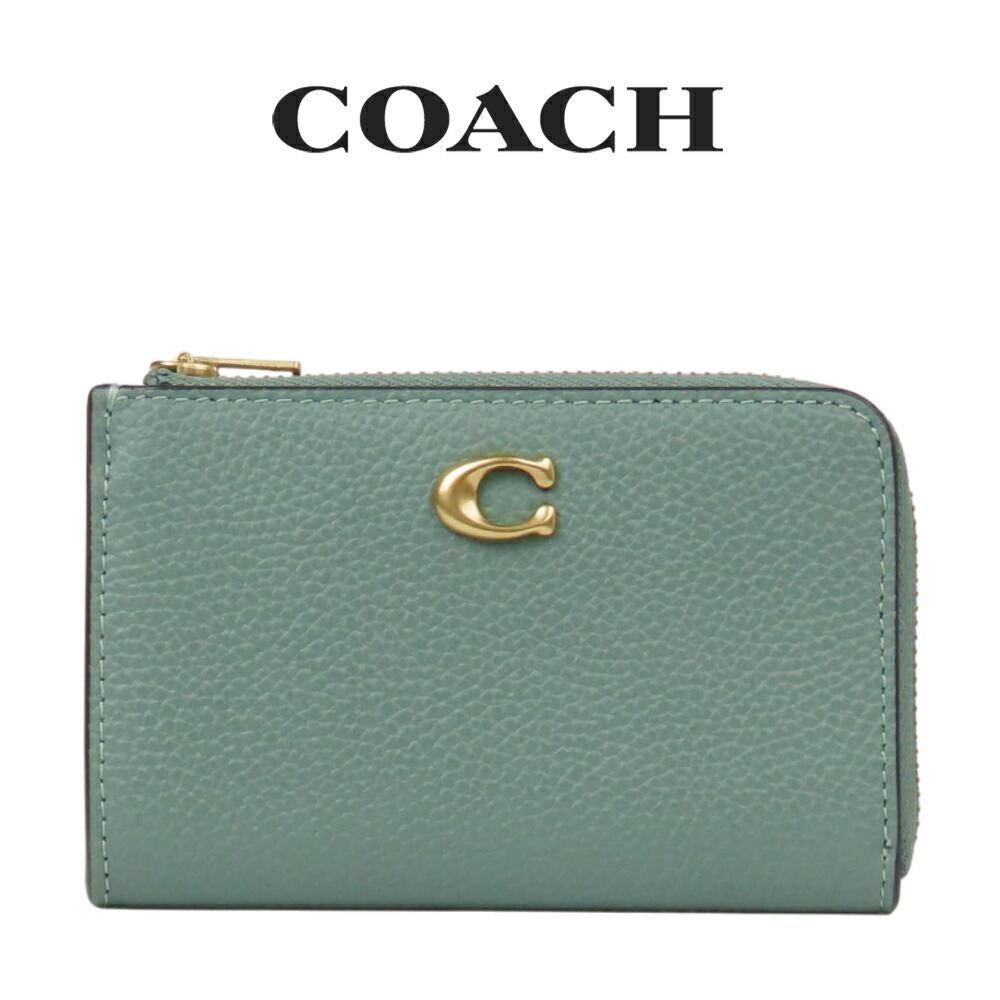 コーチ COACH アウトレット 就職祝い レディース 小物 キーケース CR513 B4/SG(ブラス×セージ) グリーン (女性 プレゼント ブランド カードケース フラグメントケース レザー 小銭入れ ペールグリーン)