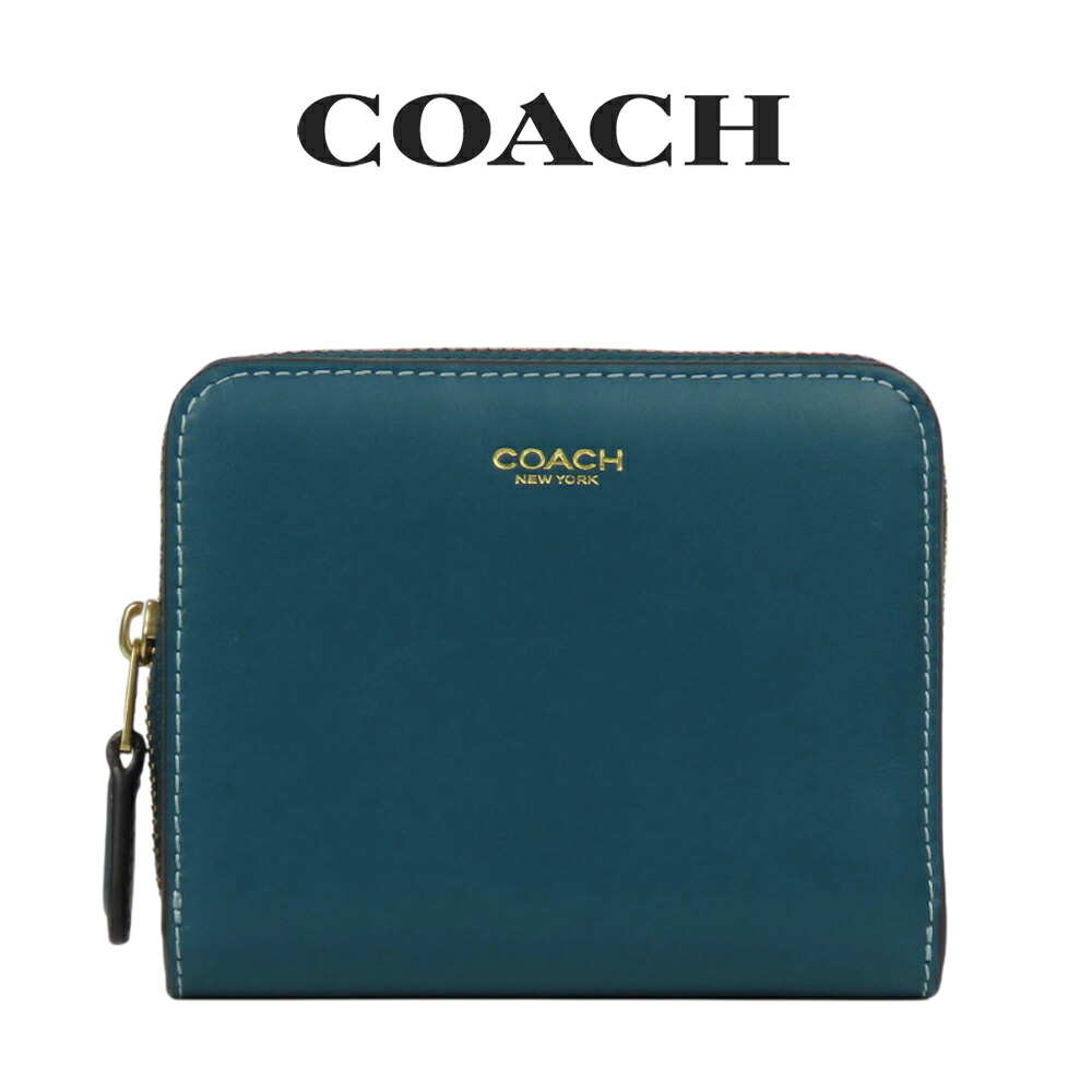 【10%OFFクーポン配布中・8/31まで】コーチ COACH アウトレット 夏のボーナス レディース 財布 ミニ財布 CW564 B4/MR(ブラス×マリン) グリーン (女性 ブランド プレゼント 二つ折り財布 ミニウォレット シンプル 人気 青緑)|インポートブランド ロータス
