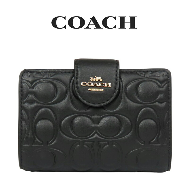 コーチ COACH アウトレット 就職祝い レディース 財布 二つ折り財布 CZ341 IMBLK(ブラック) ブラック (プレゼント ブランド レザー キルティング 型押し コンパクト)