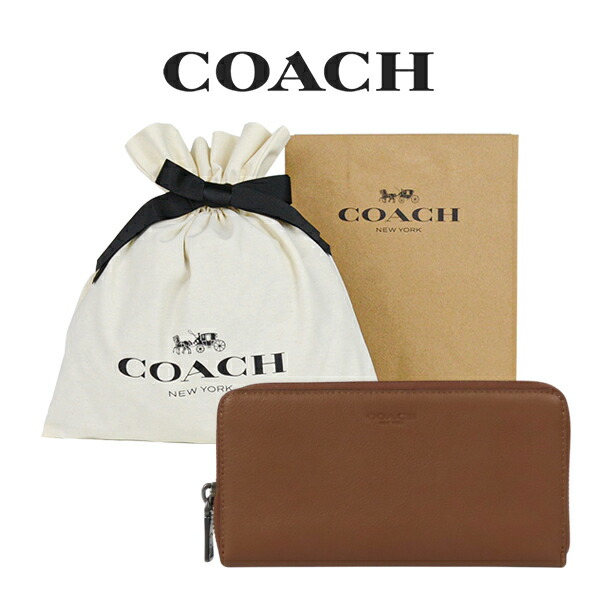 COACH 長財布 新品 ブラウン×ブラウン　メンズ COACH コーチ 長財布 メンズ ラウンドファスナー シグネチャー