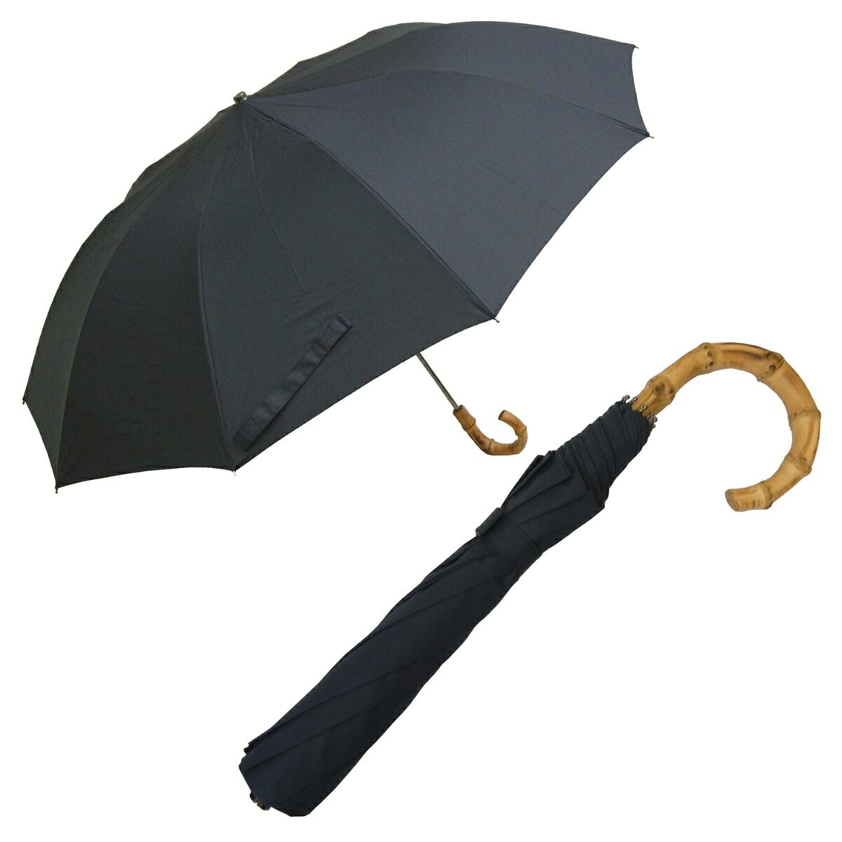 FOX UMBRELLAS 傘 折り畳み 10 Rib TEL4 Style ワンギー 竹 ハンドル ネイビー メンズ フォックスアンブレラズ フォックスアンブレラ ウッドハンドル Whanghee Crook 英国 イギリス 紳士 オシャレ クール カッコいい