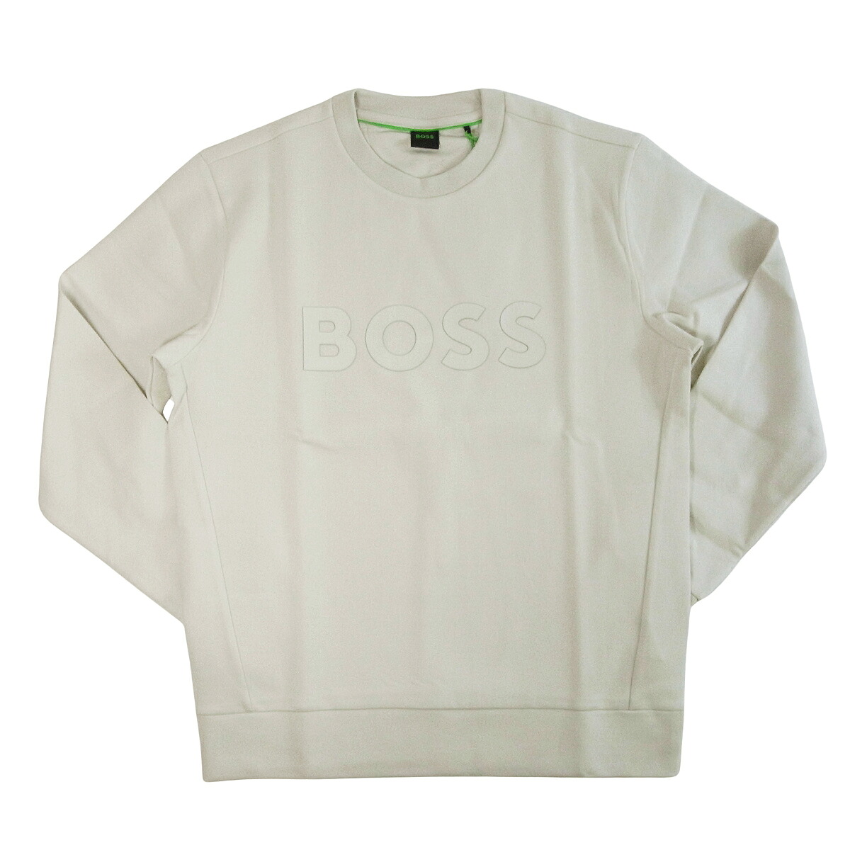 HUGO BOSS ヒューゴボス トレーナー Salbo メンズ 調教師 長袖プルオーバー ロング捩り レギュラー相応う REGULAR FIT 運動競技 BOSSロゴタイプ ベージュ