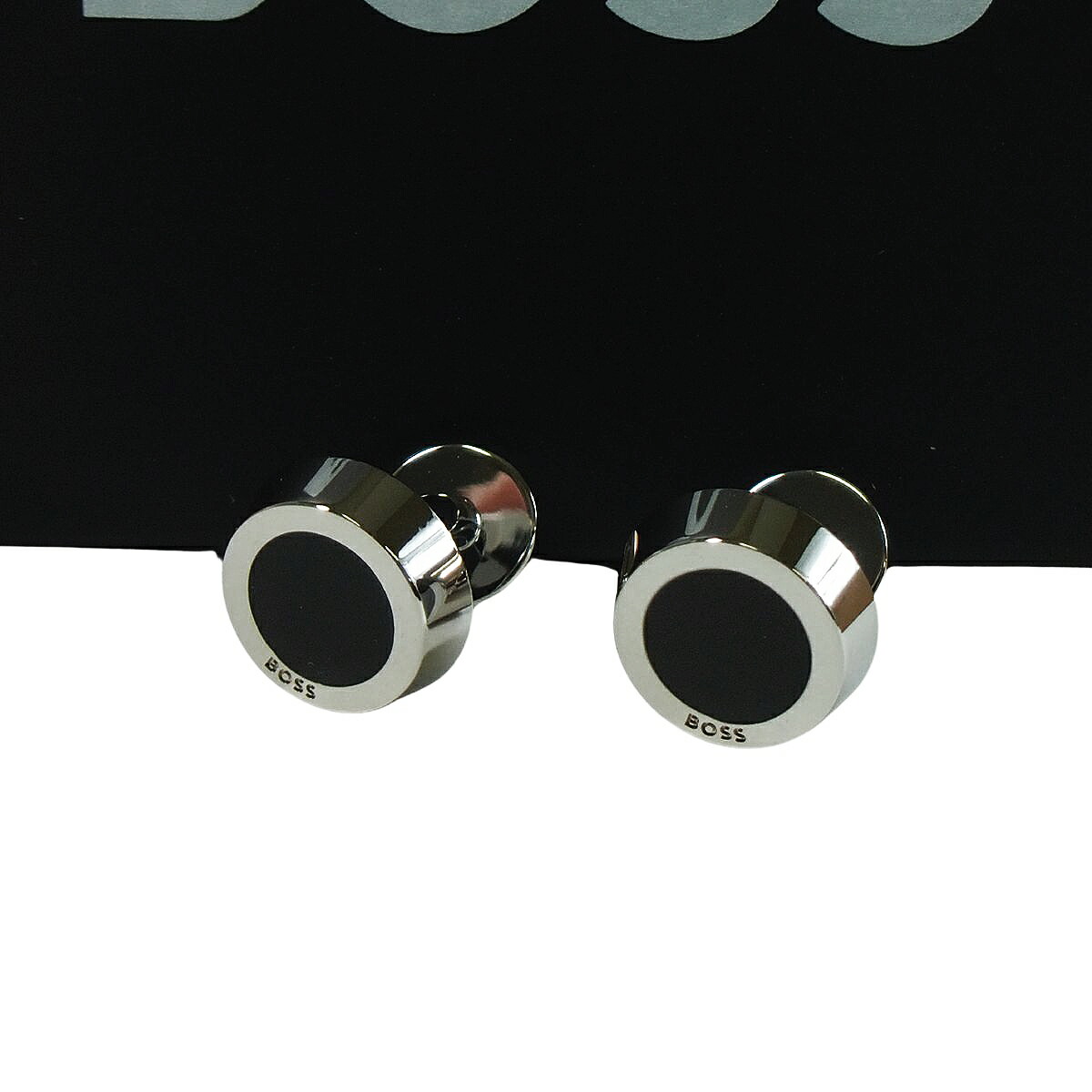 ヒューゴボス HUGO BOSS カフスリンク ラウンド カフリンク カフリンクス インサーション メンズ B-Simony 金管楽器 黒いこと 黒