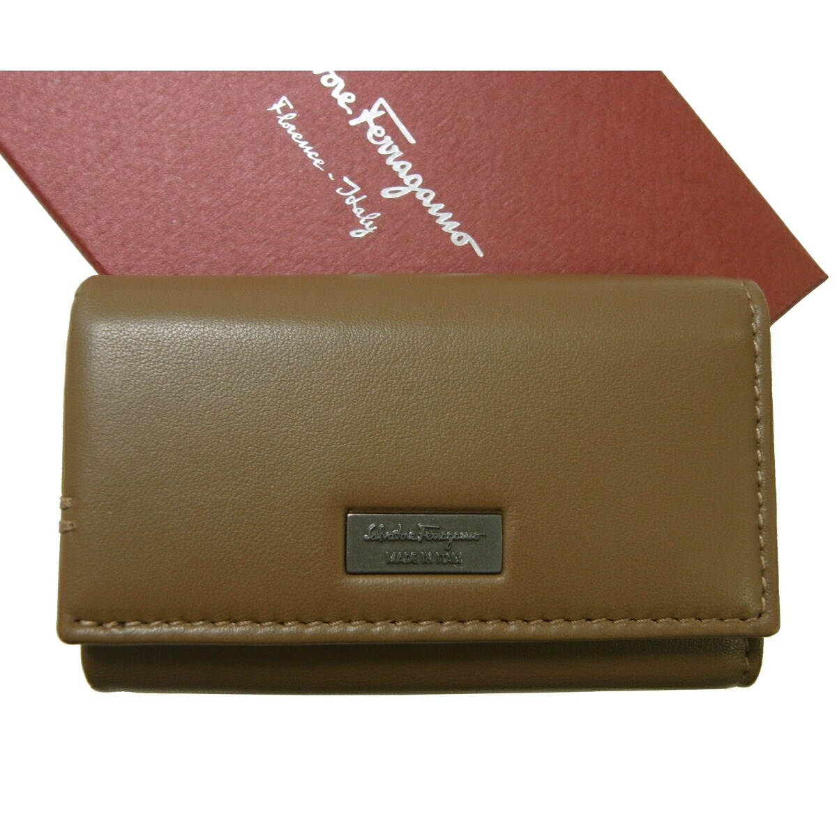 ＜アウトレット＞SALVATORE FERRAGAMO サルヴァトーレ フェラガモ キーケース メンズ 6連 キーリング ブラウン ナッパレザー 669777