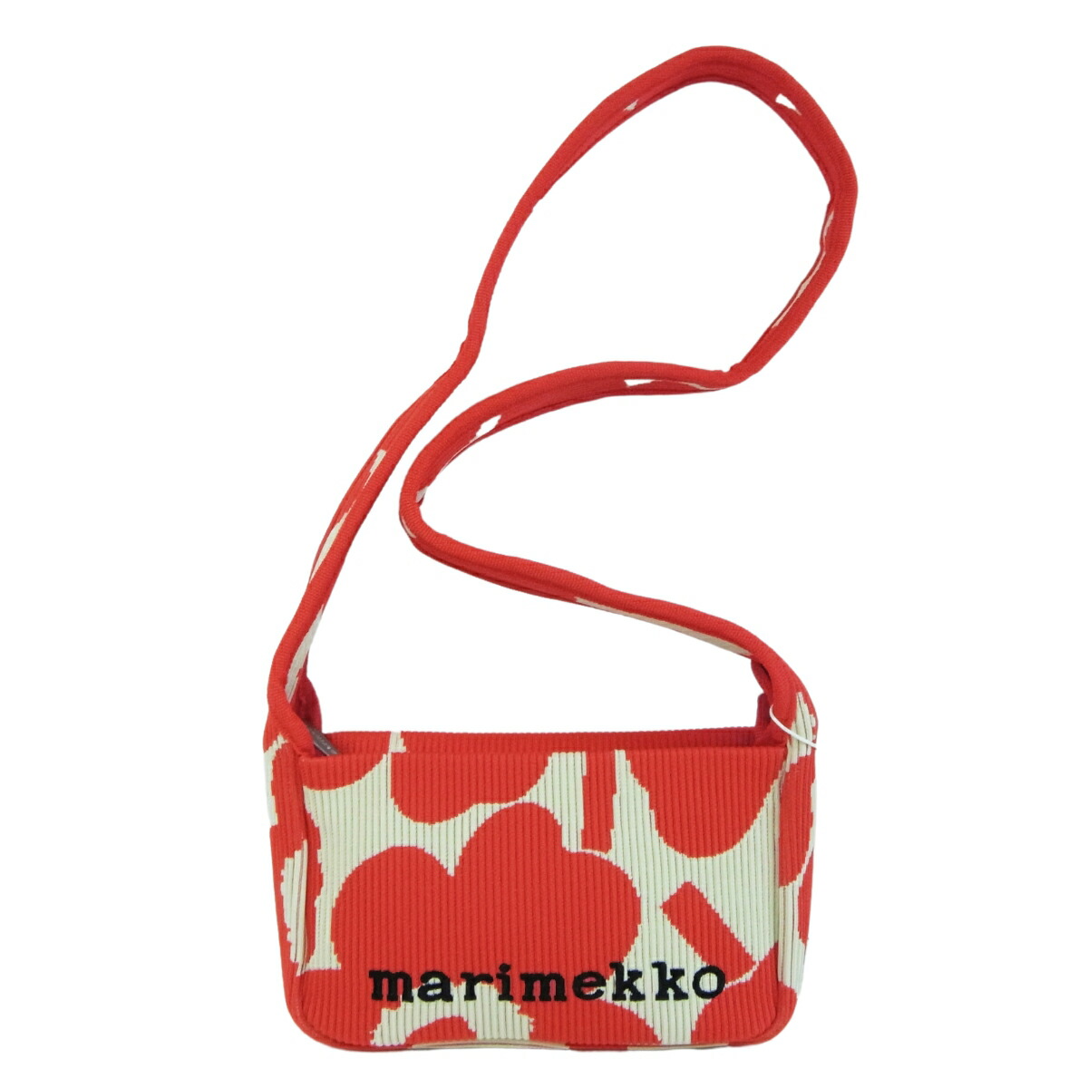 marimekko マリメッコ ミニショルダーバッグ 斜めがけ ショート クロスボディ ニット ジャガード ウニッコ ピンク×ベージュ Unikko 094147 380 フィンランド 北欧