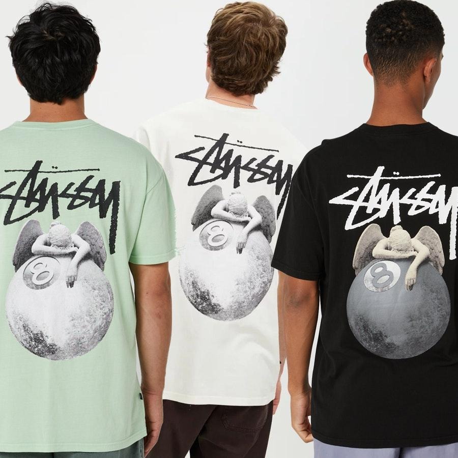 ★国内在庫/即発可*STUSSY*NO.4ロゴピグメント加工Tシャツ/G★ STUSSY ステューシー NO.4 PIG. DYED プリント 半袖Tシャツ