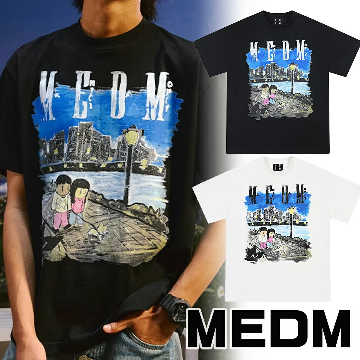 MEDM Tシャツ ミスターエンジョイダマネー アメリカンストリート Tシャツ 半袖 オーバーサイズ ロゴ LOGO ヒップホップ トレンド トップス メンズ レディース ユニセックス[衣類]ユ00582