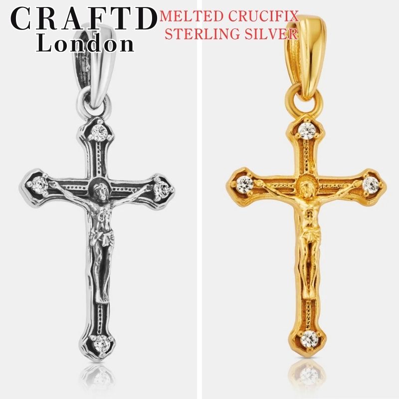 クラフトロンドン ペンダント トップ CRAFTD London MELTED CRUCIFIX STERLING SILVER スターリングシルバー ゴールド シルバー メンズ ネックレス 銀 金 人気 [アクセサリー] ユ00582
