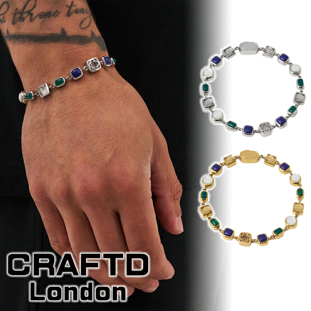 CRAFTD London クラフトロンドン ブレスレット BLUE CRYSTAL GEMSTONE BRACELET SILVER GOLD シルバー ゴールド 銀 金 メンズ 人気 [アクセサリー] ユ00582