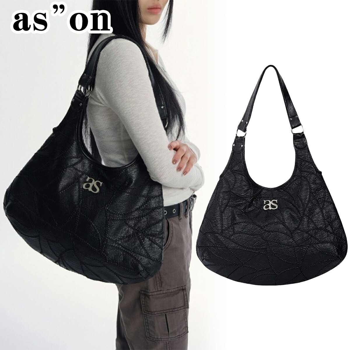 as”on アズオン ショルダーバッグ BECKY SHOULDER BAGK カバン 鞄 トートバック レディースファッション 韓国 正規品[衣類] ユ00572