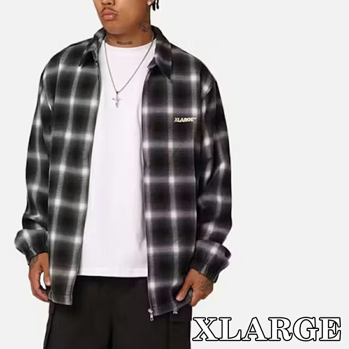 XLARGE シャツ エクストララージ Source Lined Zip Check Jacket 長袖 チェック チェック ロゴ トップス ストリート メンズ ユニセックス 正規品XL024W2503 [衣類]