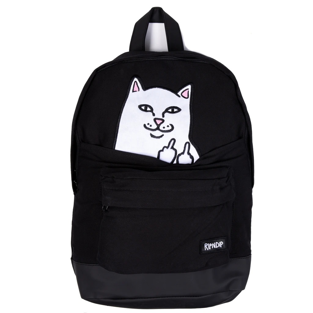 RIPNDIP リップンディップ Lord Nermal Velcro Hands Backpack BLACK 黒いこと うしろ側容器に並べる 背嚢 背嚢 御徒面子 愛くるしげ 猫 猫 猫 Rip N Dip スケーター 表どおり メンズ レディース [かばん]