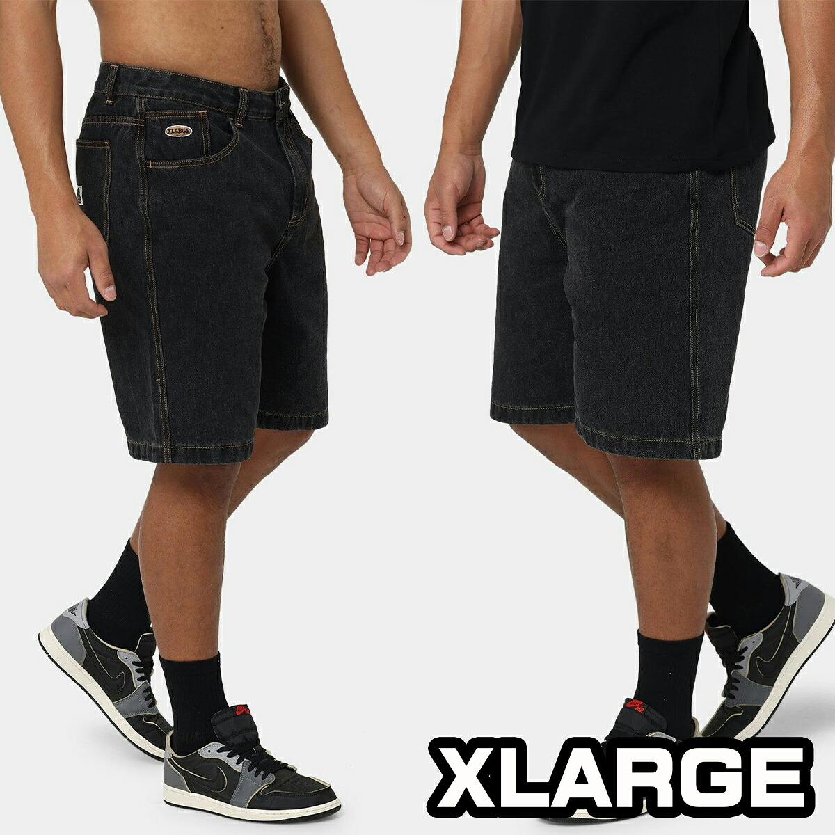 XLARGE ジーンズ 二分の一ズボン下 エクストララージ 外国で制限事項 Bull Denim 91 Shorts ウォッシュド 黒いことジーンズ デニム ロゴタイプ 表どおり メンズ ユニ一発やる 置き目品 XL021607[お召しもの] メンズファッション-ズボン・パンツ