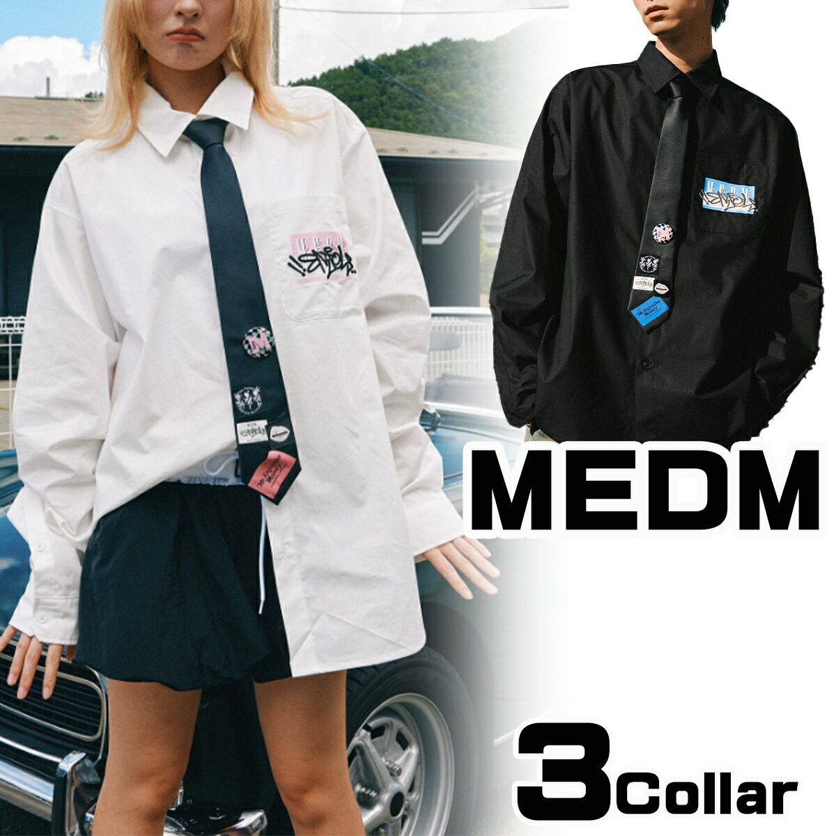 MEDM シャツ ネクタイ 長袖 Tシャツ ミスターエンジョイダマネー カジュアルジャケット LOGO アメリカン ストリート ヒップホップ トレンド トップス メンズ レディース ユニセックス[衣類]ユ00582