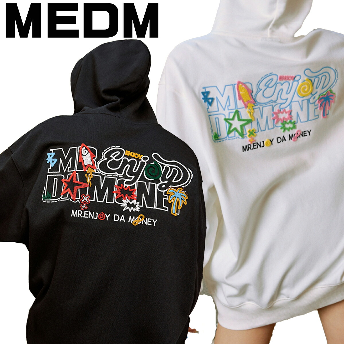MEDM ジップパーカー ミスターエンジョイダマネー フルジップ ユニセックス スウェット トレーナー ロゴ カジュアル フード付き セーター メンズ レディース ユニセックス[衣類] ユ00572