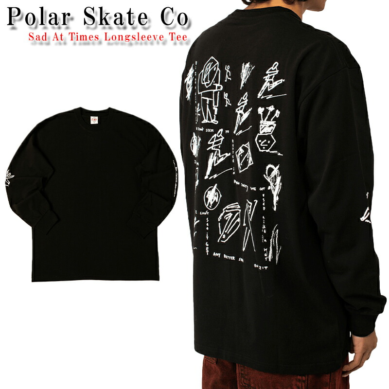 ポーラー プルオーバー 長袖 Polar Skate Co Sad At Times Longsleeve Tee ロング捩り ロンT ロゴタイプ 紋章 刺しゅう スケーター 滑る メンズ レディース ユニ一発やる 置き目品[お召しもの] ユ00582