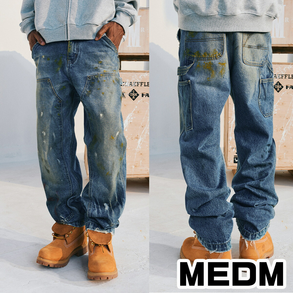 MEDM デニム ミスターエンジョイダマネー ダメージ加工 ジーンズ メンズ アメリカン ストリート ヒップホップ トレンド パンツ メンズ レディース ユニセックス[衣類] ユ00572